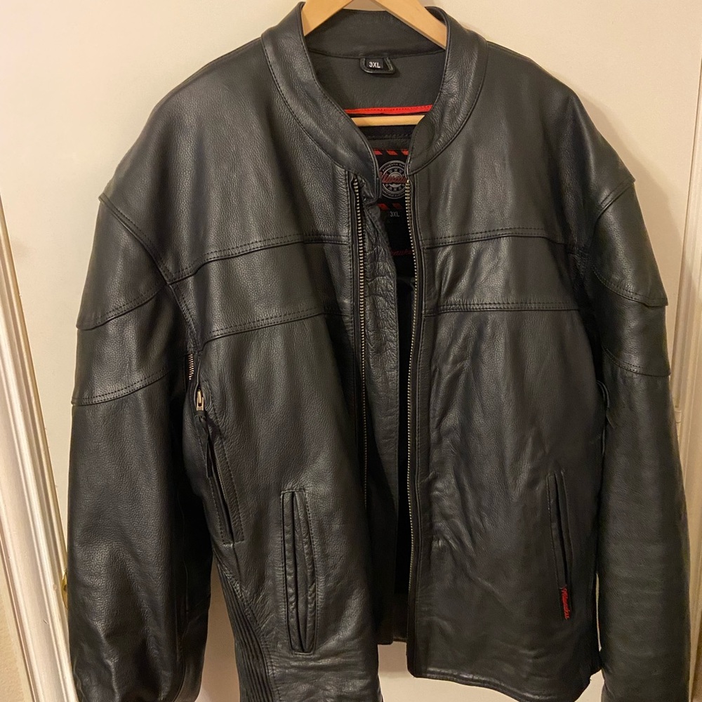 Milwaukee men’s heavy leather moto jacket 3X